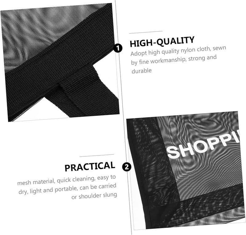 Lightweight Nylon Tote Bag For Travel Cosmetics Beach Toys Black Crossbody Handbag - Image 5